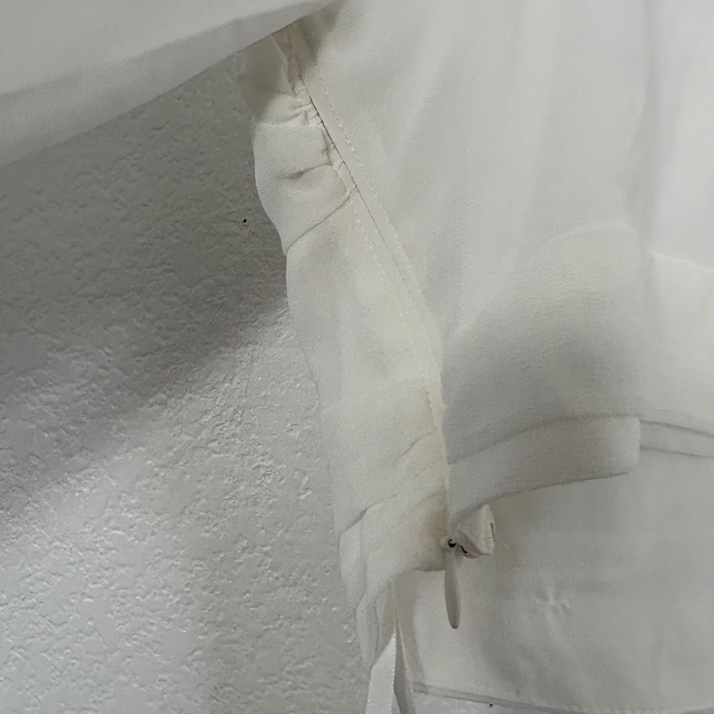 NWT For Love & Lemons Trisha Crop Top White Square Neck Long Sleeve Tie Front XS - Picture 3 of 13